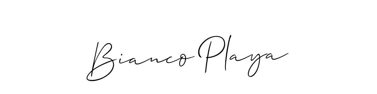 Create a beautiful signature design for name Bianco Playa. With this signature (Allison_Script) fonts, you can make a handwritten signature for free. Bianco Playa signature style 2 images and pictures png