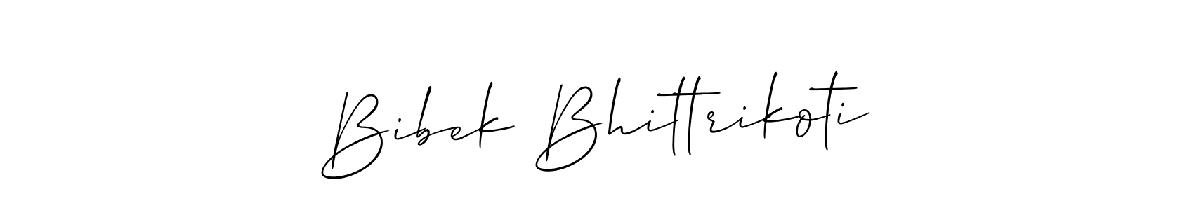 Make a short Bibek Bhittrikoti signature style. Manage your documents anywhere anytime using Allison_Script. Create and add eSignatures, submit forms, share and send files easily. Bibek Bhittrikoti signature style 2 images and pictures png