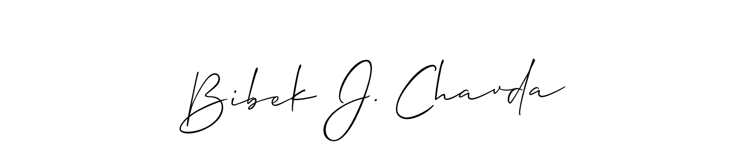 How to make Bibek J. Chavda name signature. Use Allison_Script style for creating short signs online. This is the latest handwritten sign. Bibek J. Chavda signature style 2 images and pictures png