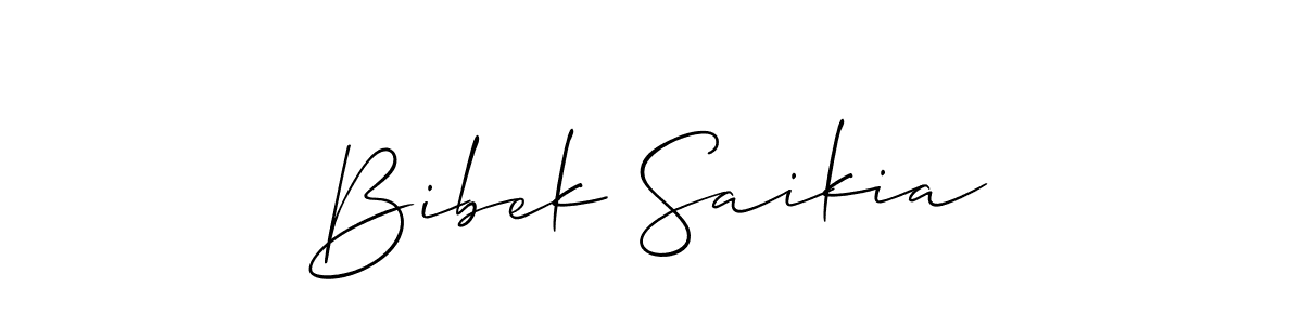 Make a beautiful signature design for name Bibek Saikia. With this signature (Allison_Script) style, you can create a handwritten signature for free. Bibek Saikia signature style 2 images and pictures png