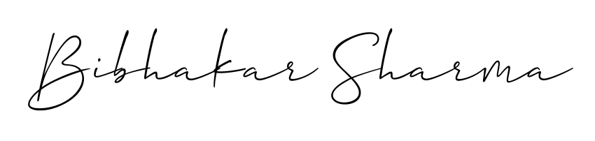 Designed for modern professionals: Bibhakar Sharma name signature crafted with Allison_Script script. Ready for digital PDF workflows. Bibhakar Sharma signature style 2 images and pictures png