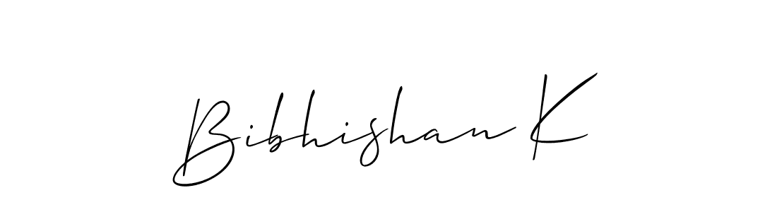 The best way (Allison_Script) to make a short signature is to pick only two or three words in your name. The name Bibhishan K include a total of six letters. For converting this name. Bibhishan K signature style 2 images and pictures png