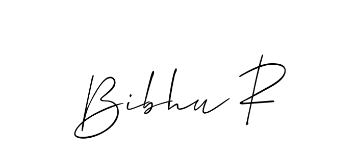The best way (Allison_Script) to make a short signature is to pick only two or three words in your name. The name Bibhu R include a total of six letters. For converting this name. Bibhu R signature style 2 images and pictures png