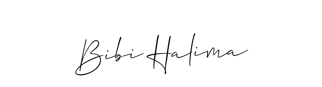 Make a beautiful signature design for name Bibi Halima. With this signature (Allison_Script) style, you can create a handwritten signature for free. Bibi Halima signature style 2 images and pictures png