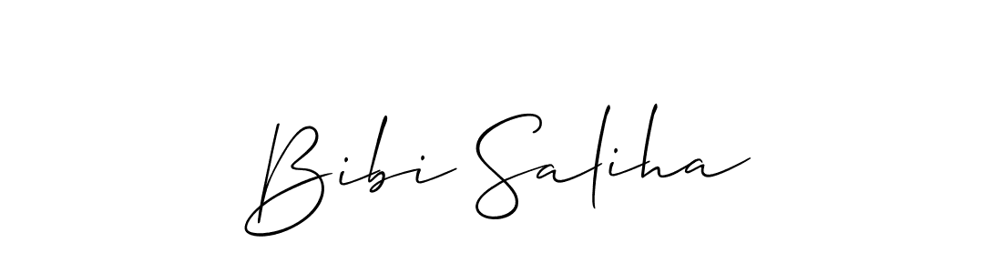 The best way (Allison_Script) to make a short signature is to pick only two or three words in your name. The name Bibi Saliha include a total of six letters. For converting this name. Bibi Saliha signature style 2 images and pictures png