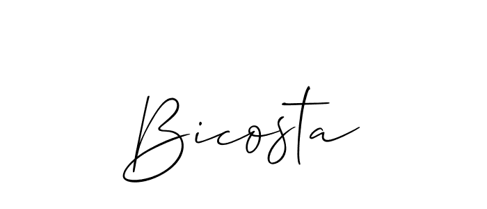 It looks lik you need a new signature style for name Bicosta. Design unique handwritten (Allison_Script) signature with our free signature maker in just a few clicks. Bicosta signature style 2 images and pictures png