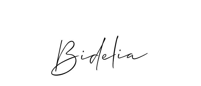 Use a signature maker to create a handwritten signature online. With this signature software, you can design (Allison_Script) your own signature for name Bidelia. Bidelia signature style 2 images and pictures png