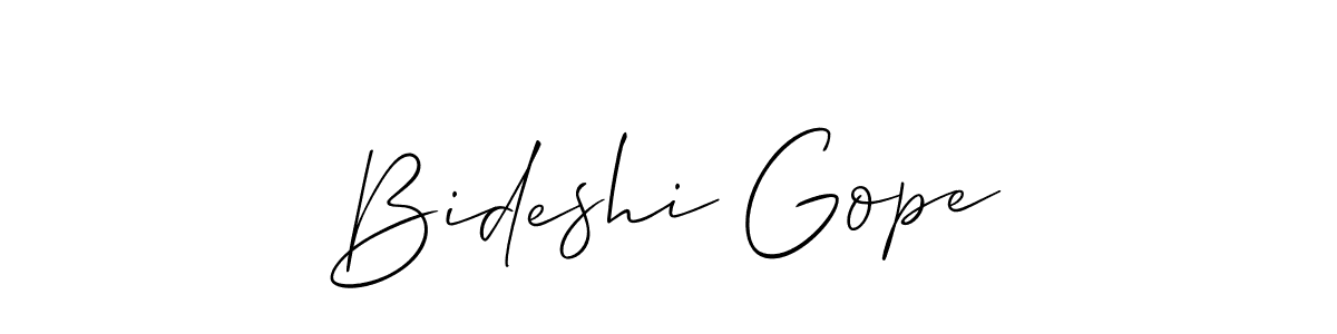 Create a beautiful signature design for name Bideshi Gope. With this signature (Allison_Script) fonts, you can make a handwritten signature for free. Bideshi Gope signature style 2 images and pictures png