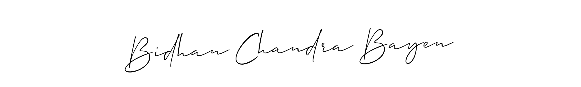 The best way (Allison_Script) to make a short signature is to pick only two or three words in your name. The name Bidhan Chandra Bayen include a total of six letters. For converting this name. Bidhan Chandra Bayen signature style 2 images and pictures png