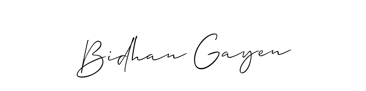 Design your own signature with our free online signature maker. With this signature software, you can create a handwritten (Allison_Script) signature for name Bidhan Gayen. Bidhan Gayen signature style 2 images and pictures png