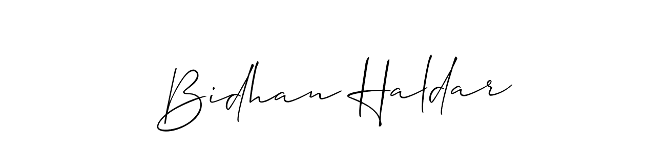 How to make Bidhan Haldar name signature. Use Allison_Script style for creating short signs online. This is the latest handwritten sign. Bidhan Haldar signature style 2 images and pictures png