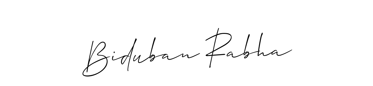 The best way (Allison_Script) to make a short signature is to pick only two or three words in your name. The name Biduban Rabha include a total of six letters. For converting this name. Biduban Rabha signature style 2 images and pictures png