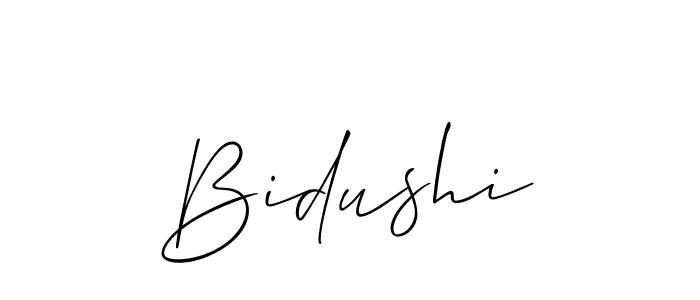 It looks lik you need a new signature style for name Bidushi. Design unique handwritten (Allison_Script) signature with our free signature maker in just a few clicks. Bidushi signature style 2 images and pictures png