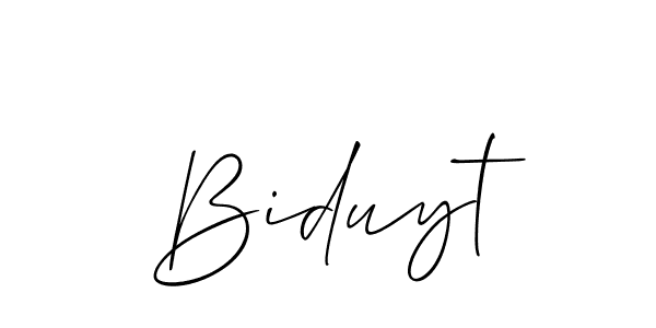 Allison_Script is a professional signature style that is perfect for those who want to add a touch of class to their signature. It is also a great choice for those who want to make their signature more unique. Get Biduyt name to fancy signature for free. Biduyt signature style 2 images and pictures png