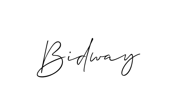 Use a signature maker to create a handwritten signature online. With this signature software, you can design (Allison_Script) your own signature for name Bidway. Bidway signature style 2 images and pictures png