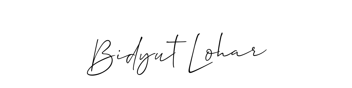 if you are searching for the best signature style for your name Bidyut Lohar. so please give up your signature search. here we have designed multiple signature styles  using Allison_Script. Bidyut Lohar signature style 2 images and pictures png