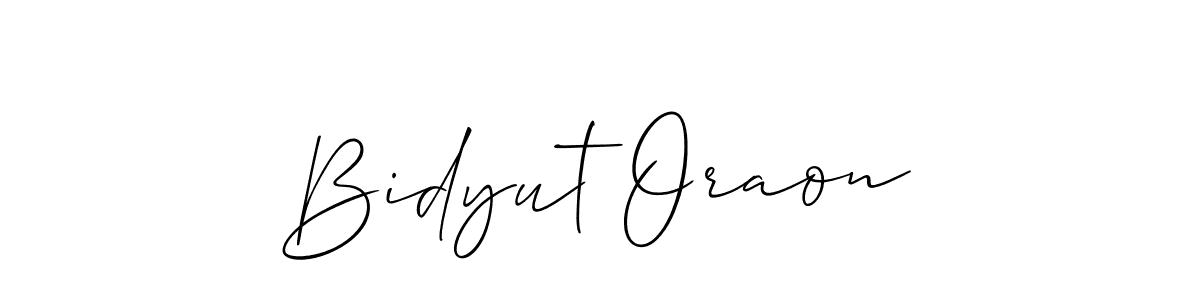 How to make Bidyut Oraon signature? Allison_Script is a professional autograph style. Create handwritten signature for Bidyut Oraon name. Bidyut Oraon signature style 2 images and pictures png