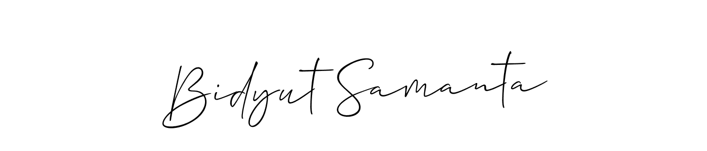 The best way (Allison_Script) to make a short signature is to pick only two or three words in your name. The name Bidyut Samanta include a total of six letters. For converting this name. Bidyut Samanta signature style 2 images and pictures png