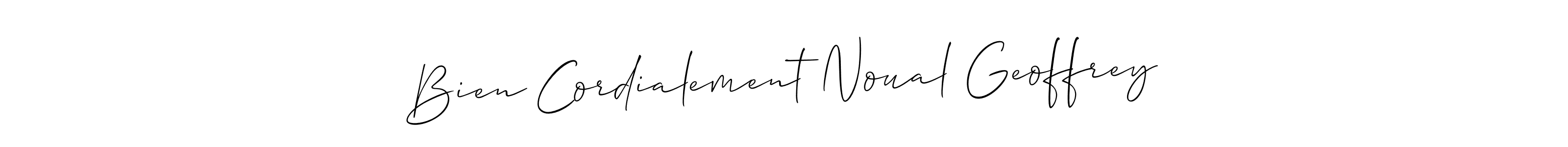 How to make Bien Cordialement Noual Geoffrey signature? Allison_Script is a professional autograph style. Create handwritten signature for Bien Cordialement Noual Geoffrey name. Bien Cordialement Noual Geoffrey signature style 2 images and pictures png