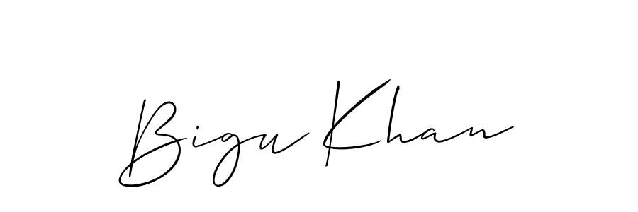 How to make Bigu Khan signature? Allison_Script is a professional autograph style. Create handwritten signature for Bigu Khan name. Bigu Khan signature style 2 images and pictures png