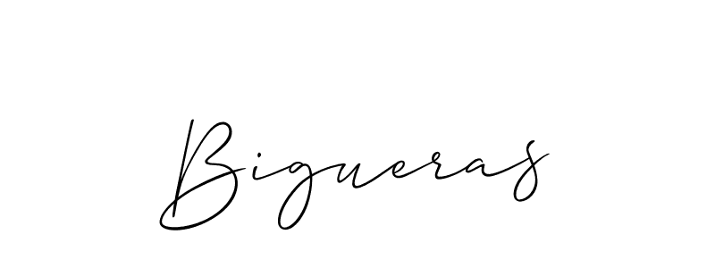 Design your own signature with our free online signature maker. With this signature software, you can create a handwritten (Allison_Script) signature for name Bigueras. Bigueras signature style 2 images and pictures png