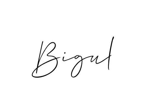 Use a signature maker to create a handwritten signature online. With this signature software, you can design (Allison_Script) your own signature for name Bigul. Bigul signature style 2 images and pictures png