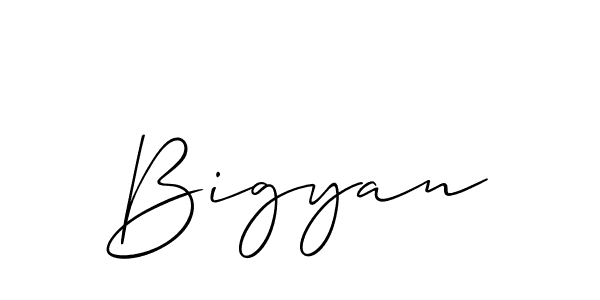 Make a beautiful signature design for name Bigyan. With this signature (Allison_Script) style, you can create a handwritten signature for free. Bigyan signature style 2 images and pictures png