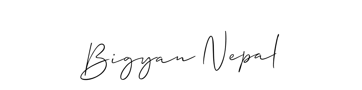 Also we have Bigyan Nepal name is the best signature style. Create professional handwritten signature collection using Allison_Script autograph style. Bigyan Nepal signature style 2 images and pictures png