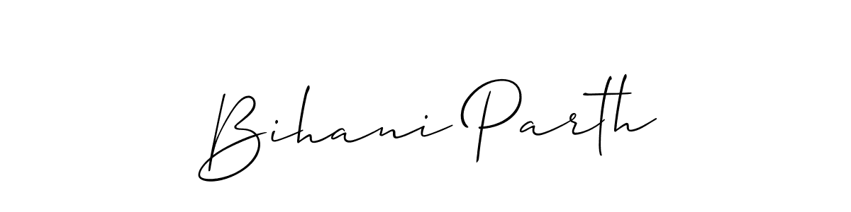 Similarly Allison_Script is the best handwritten signature design. Signature creator online .You can use it as an online autograph creator for name Bihani Parth. Bihani Parth signature style 2 images and pictures png