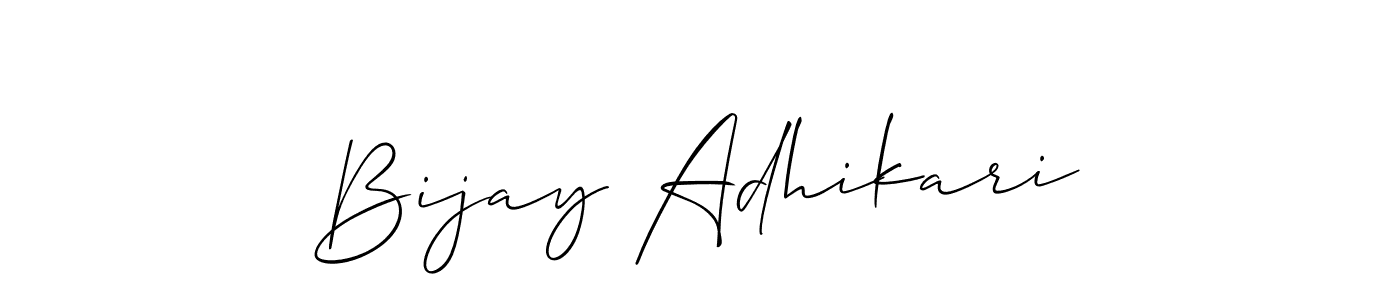 if you are searching for the best signature style for your name Bijay Adhikari. so please give up your signature search. here we have designed multiple signature styles  using Allison_Script. Bijay Adhikari signature style 2 images and pictures png