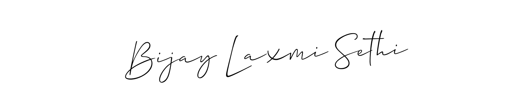 You should practise on your own different ways (Allison_Script) to write your name (Bijay Laxmi Sethi) in signature. don't let someone else do it for you. Bijay Laxmi Sethi signature style 2 images and pictures png
