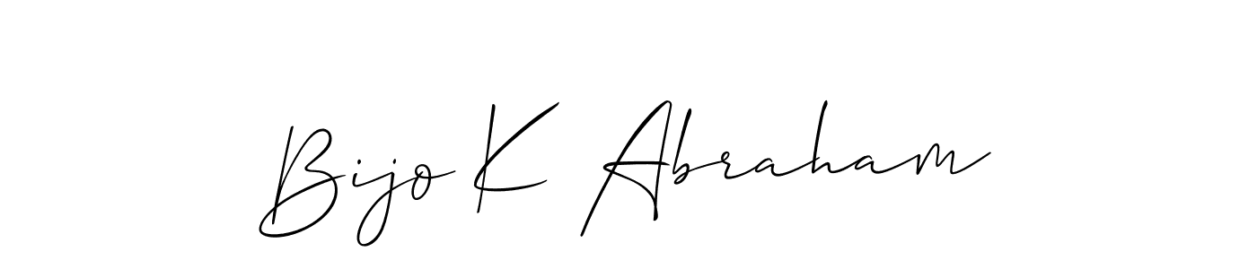 Make a short Bijo K Abraham signature style. Manage your documents anywhere anytime using Allison_Script. Create and add eSignatures, submit forms, share and send files easily. Bijo K Abraham signature style 2 images and pictures png