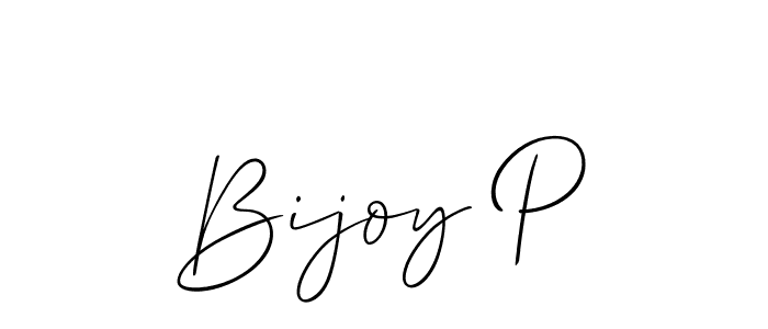 Use a signature maker to create a handwritten signature online. With this signature software, you can design (Allison_Script) your own signature for name Bijoy P. Bijoy P signature style 2 images and pictures png