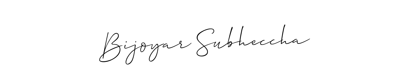 How to make Bijoyar Subheccha name signature. Use Allison_Script style for creating short signs online. This is the latest handwritten sign. Bijoyar Subheccha signature style 2 images and pictures png