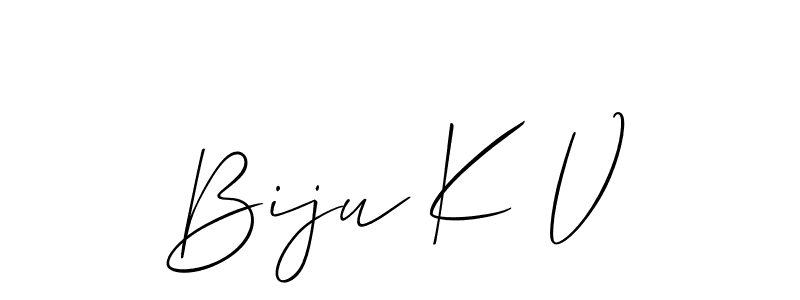 How to make Biju K V name signature. Use Allison_Script style for creating short signs online. This is the latest handwritten sign. Biju K V signature style 2 images and pictures png