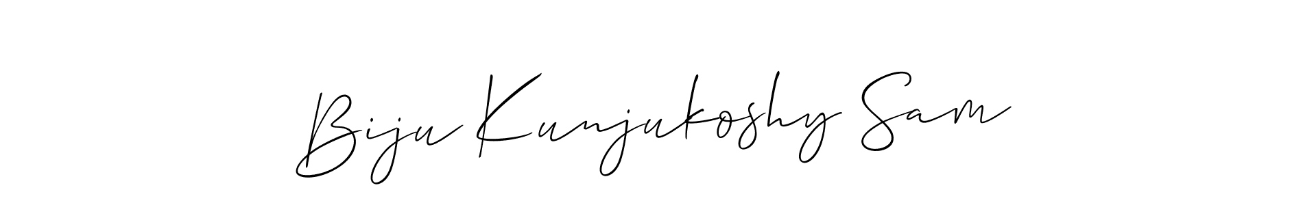 It looks lik you need a new signature style for name Biju Kunjukoshy Sam. Design unique handwritten (Allison_Script) signature with our free signature maker in just a few clicks. Biju Kunjukoshy Sam signature style 2 images and pictures png