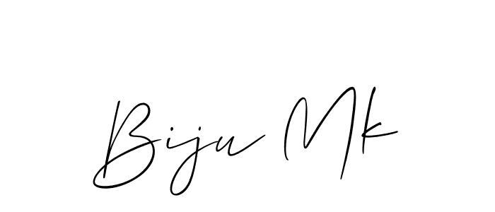 The best way (Allison_Script) to make a short signature is to pick only two or three words in your name. The name Biju Mk include a total of six letters. For converting this name. Biju Mk signature style 2 images and pictures png