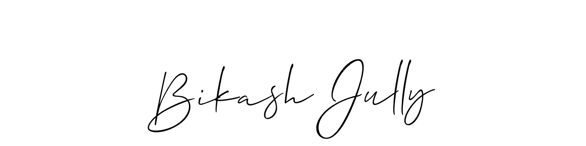 Create a beautiful signature design for name Bikash Jully. With this signature (Allison_Script) fonts, you can make a handwritten signature for free. Bikash Jully signature style 2 images and pictures png
