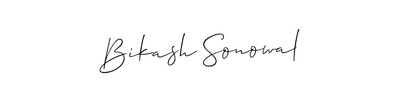 Create a beautiful signature design for name Bikash Sonowal. With this signature (Allison_Script) fonts, you can make a handwritten signature for free. Bikash Sonowal signature style 2 images and pictures png