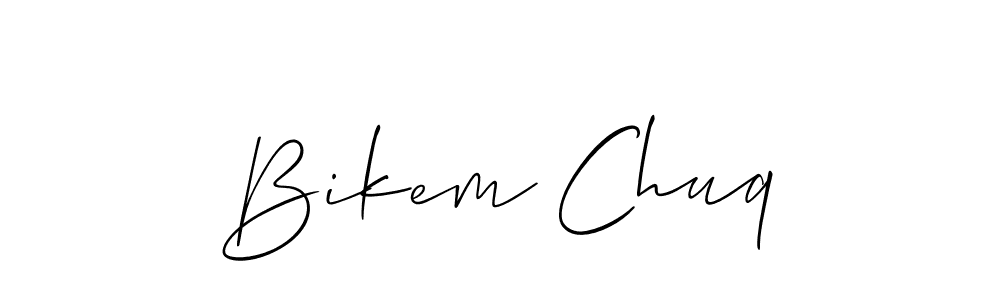 Similarly Allison_Script is the best handwritten signature design. Signature creator online .You can use it as an online autograph creator for name Bikem Chuq. Bikem Chuq signature style 2 images and pictures png