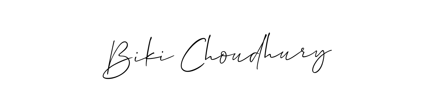 Allison_Script is a professional signature style that is perfect for those who want to add a touch of class to their signature. It is also a great choice for those who want to make their signature more unique. Get Biki Choudhury name to fancy signature for free. Biki Choudhury signature style 2 images and pictures png