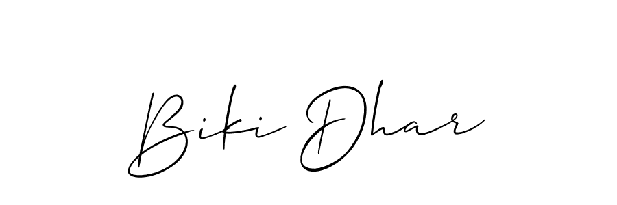 You should practise on your own different ways (Allison_Script) to write your name (Biki Dhar) in signature. don't let someone else do it for you. Biki Dhar signature style 2 images and pictures png