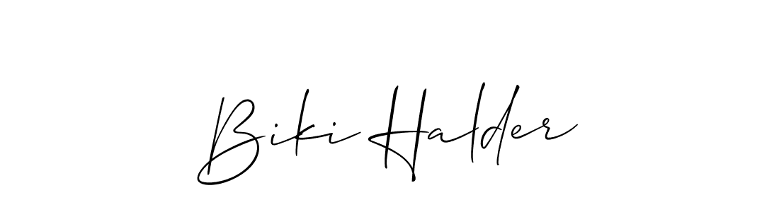 if you are searching for the best signature style for your name Biki Halder. so please give up your signature search. here we have designed multiple signature styles  using Allison_Script. Biki Halder signature style 2 images and pictures png