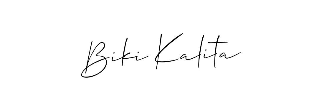 Also we have Biki Kalita name is the best signature style. Create professional handwritten signature collection using Allison_Script autograph style. Biki Kalita signature style 2 images and pictures png