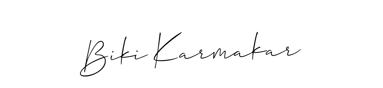 How to Draw Biki Karmakar signature style? Allison_Script is a latest design signature styles for name Biki Karmakar. Biki Karmakar signature style 2 images and pictures png