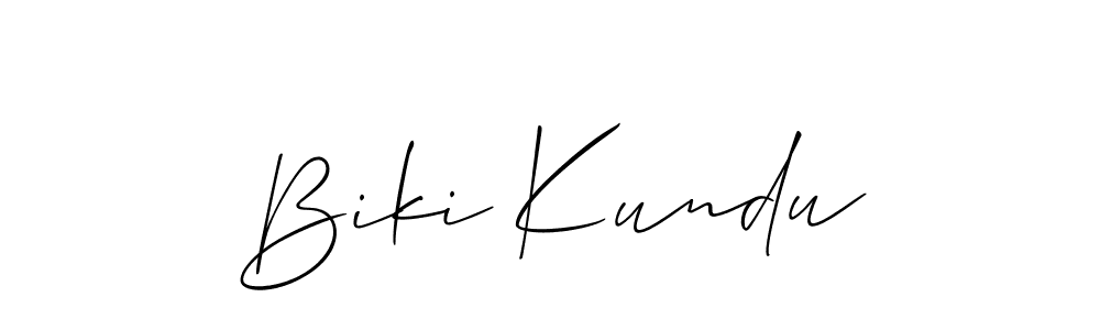 Design your own signature with our free online signature maker. With this signature software, you can create a handwritten (Allison_Script) signature for name Biki Kundu. Biki Kundu signature style 2 images and pictures png