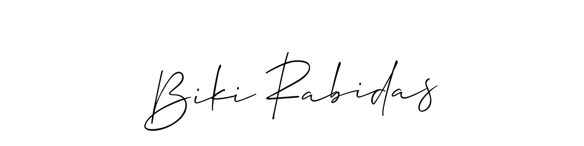 Make a beautiful signature design for name Biki Rabidas. With this signature (Allison_Script) style, you can create a handwritten signature for free. Biki Rabidas signature style 2 images and pictures png