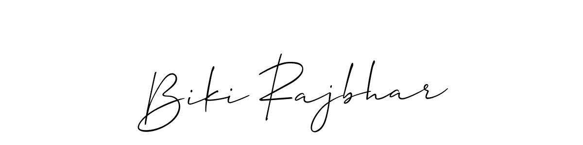 How to make Biki Rajbhar name signature. Use Allison_Script style for creating short signs online. This is the latest handwritten sign. Biki Rajbhar signature style 2 images and pictures png