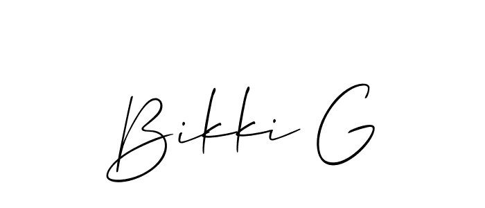 How to make Bikki G signature? Allison_Script is a professional autograph style. Create handwritten signature for Bikki G name. Bikki G signature style 2 images and pictures png