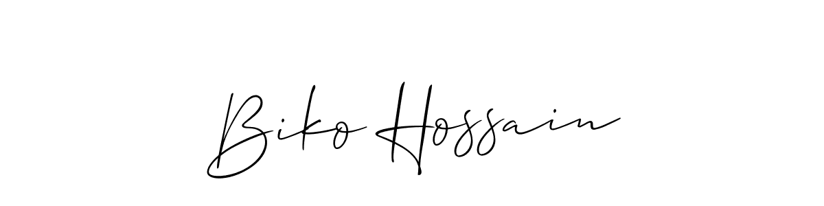 Create a beautiful signature design for name Biko Hossain. With this signature (Allison_Script) fonts, you can make a handwritten signature for free. Biko Hossain signature style 2 images and pictures png